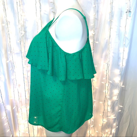 TORRID ⭐️ Green Dot Ruffled One-Shoulder Blouse - Picture 7 of 12